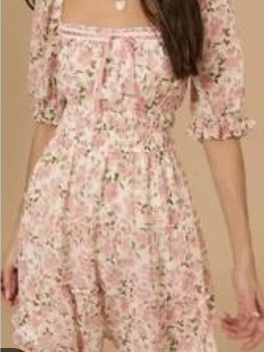 Altar'd State Pink Floral Tiered Midi Dress